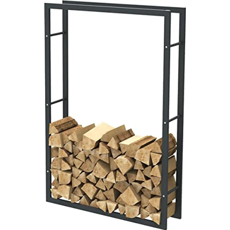 Bc-elec HHWPF0026 Holzablage, Rack aus schwarzem Stahl für Brennholz, 150 x 100 x 25 cm – Bild 1