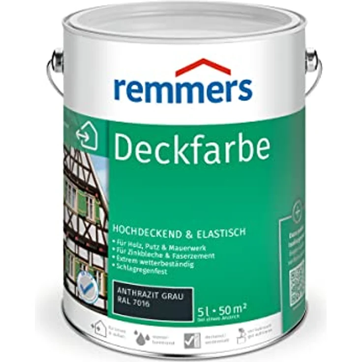 Remmers Deckfarbe Anthrazitgrau RAL 7016 5 L Eimer - grau – Bild 2