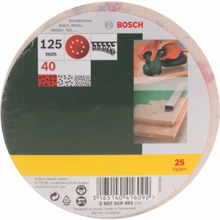 Bosch DIY Schleifblatt verschiedene Materialien für Exzenterschleifer (25 Stück, Ø 125 mm, Körnung 40) - Preisvergleich – Bild 2