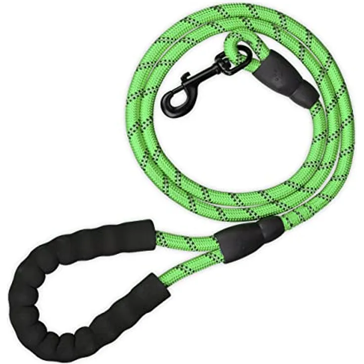 Relaxdays Hundeleine reflektierend, 150 cm, gepolsterte Schlaufe, Leine kleine & große Hunde, bis 50 kg, Nylon, grün