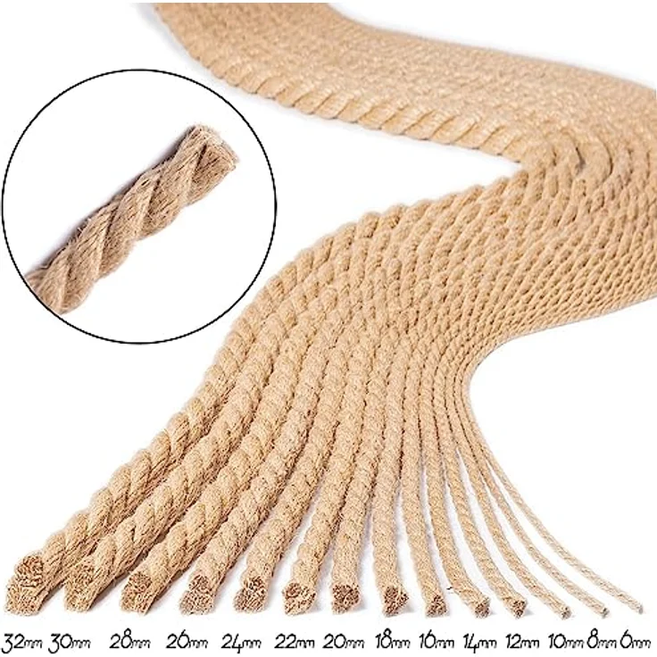 BooGardi Juteseil in Verschiedene Stärken und Längen · Ø 6mm Länge 1m · Naturware zum Basteln · Makramee Naturfaser · Jutefaser – Bild 3