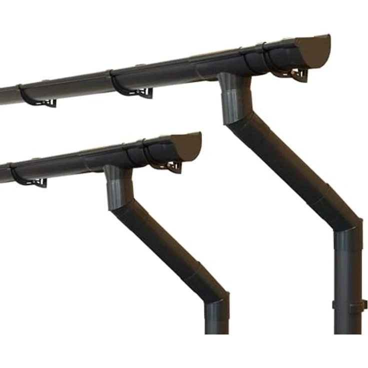 INEFA Dachrinnen Set Gartenhaus, NW 100 halbrund 2 x 3m Anthrazit zwei Dachseiten, Regenrinnen PVC für Satteldach, Made in Germany – Bild 1