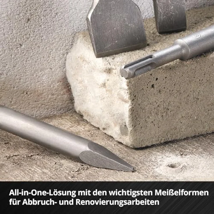 Einhell Original 4-tlg. SDS Plus Meißel-Set, 250 mm (Spitzmeißel, 20 mm Flachmeißel, 40 mm Spatmeißel, 50 mm Fliesenmeißel) aus langlebigem 40Cr Stahl – Bild 4