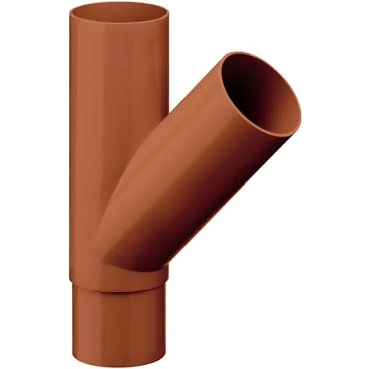 INEFA Abzweiger Fallrohr 45 Grad DN50/50, witterungsbeständiger PVC, braun, einfache Montage