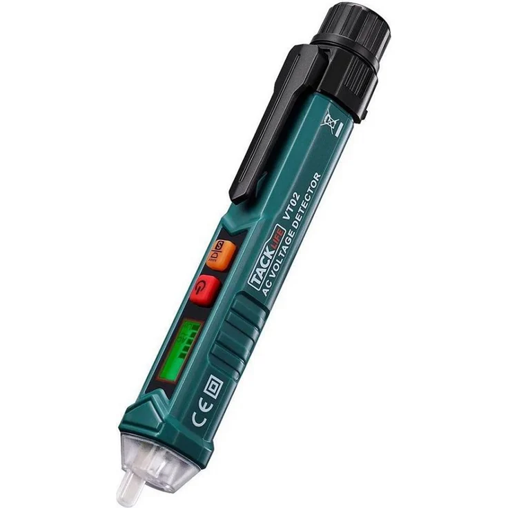 TACKLIFE VT02 Spannungsprüfer, Berührungsloser Wechselspannungsprüfer mit LCD-Bildschirm und LED-Taschenlampe