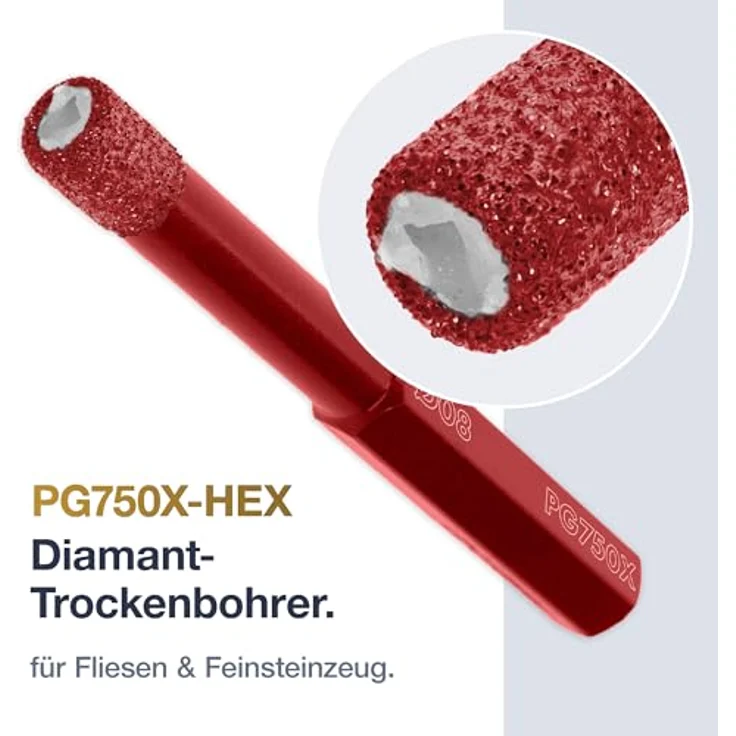 MARCRIST Fliesenbohrer PG750X-HEX, 8mm für präzises Bohren in Fliesen – Bild 2