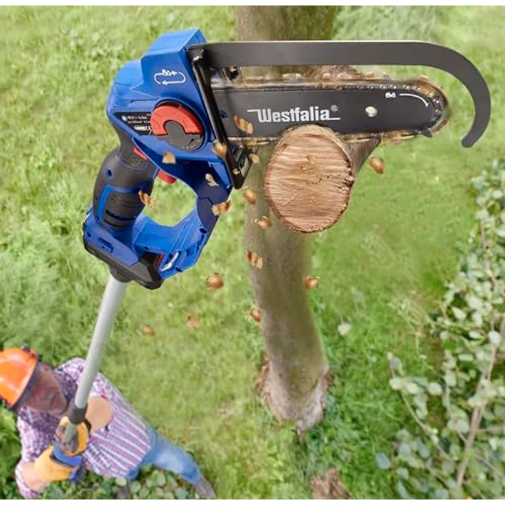 Westfalia X-SAW PRO Akku-Einhand-Powersäge, 18 Volt Li-Ion, blau, mit Titanium-Sägekette und vibrationsarmem Arbeiten – Bild 5
