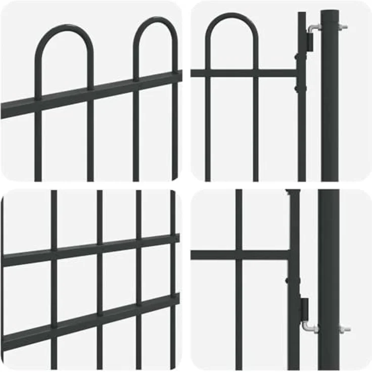vidaXL Gartentor Zauntor Grau, 100 x 200 cm, pulverbeschichteter Stahl mit modernem Design und robuster Bauweise – Bild 4