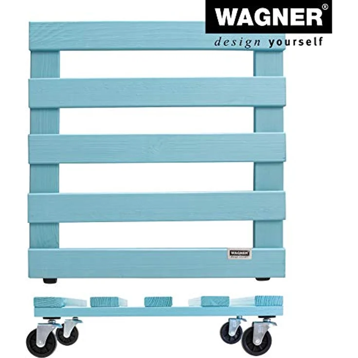 Wagner Pflanzenroller Aqua Splash 38 x 38 x 9,5 cm I Blumenroller für Außenbereich + Innenbereich I Kübelroller aus FSC®-Massivholz, Aqua Splash/türkis I Tragkraft 120 kg I Made in EU - 20042301 – Bild 5