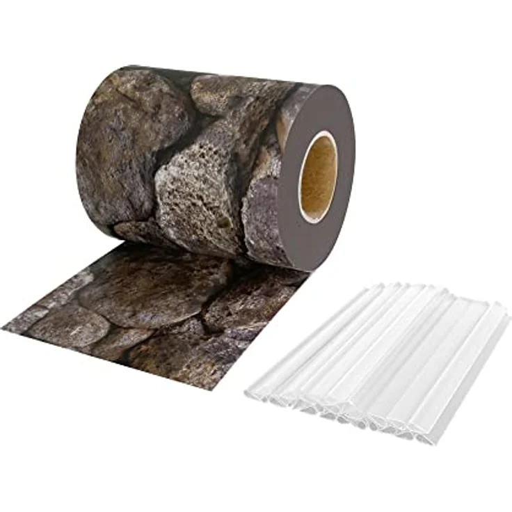 JAROLIFT PVC Sichtschutzstreifen 40m inkl. Befestigungsclips für Zäune, Bruchstein – Bild 2