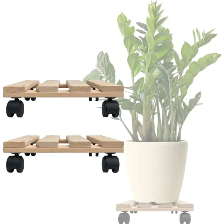 2 Pflanzenroller Holz MASSIV eckig 30 cmx 30 cm bis 120 KG – Bild 3