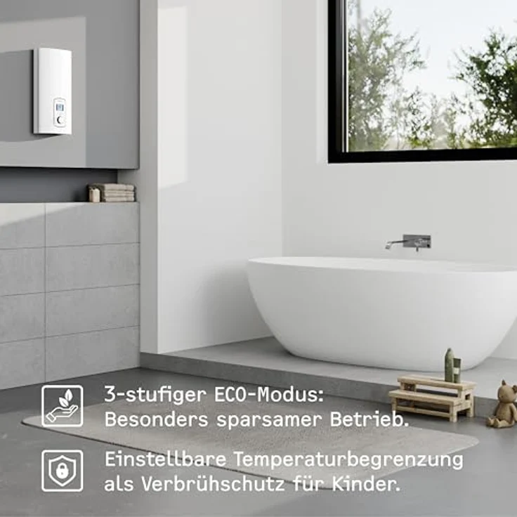 STIEBEL ELTRON Elektronischer Durchlauferhitzer DEL 18/21/24 Plus, gradgenaue Wunschtemperatur, LCD Display, ECO-Modus, 236739 – Bild 3