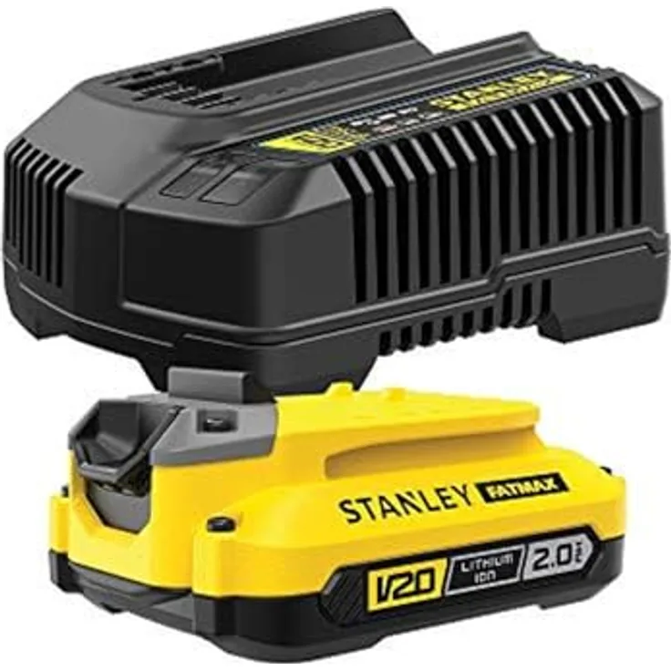 Stanley FATMAX SFMCB121D1-QW Pack, Ladegerät 2 A für V20 Li-Ion 18 V Akkus, mit Ladestatusanzeige