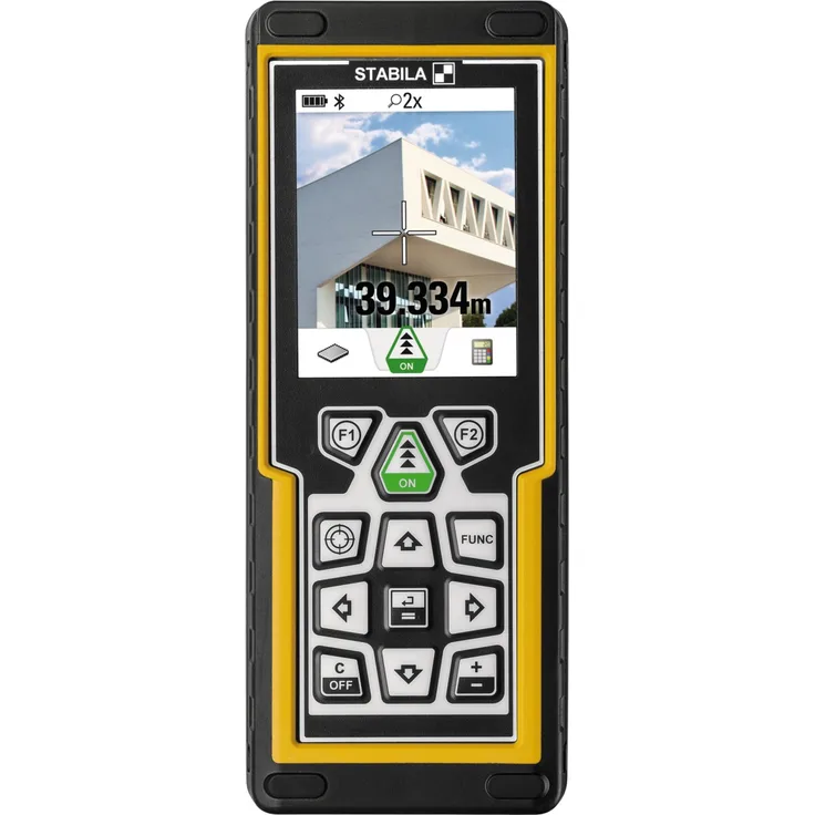 STABILA Laser-Entfernungsmesser LD 520, digitale Zielerfassung, Bluetooth Smart 4.0, max. Messbereich 200 m, 18 Funktionen (u. a. Neigungsmesser), IP 54, Tasche, Handschlaufe, inkl. Batterien (2 x AA)