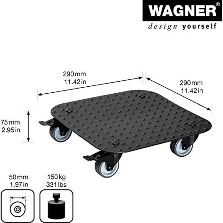 Multi Roller MR 7008, 29 x 29 x 7,5 cm, softe Rollen Ø 50 mm, Gleitlager, 2 Bremsen, Alu Riffelblech, Tragkraft 150 kg – Bild 3