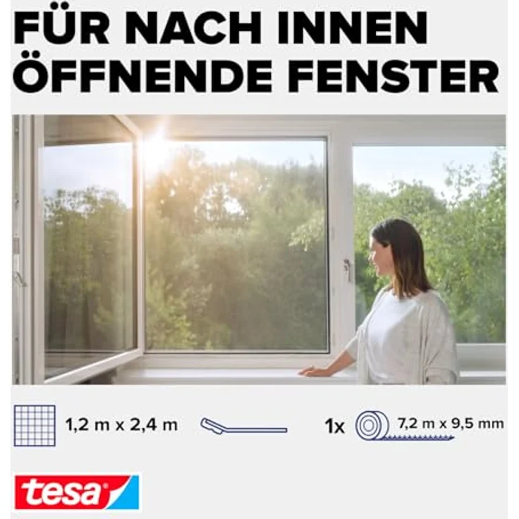 tesa Pollenschutzgitter für Fenster, 2,40 m x 1,20 m – Bild 3