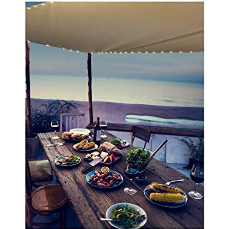 Duke-Handel Sonnensegel Rechteckig Maia Mit LED Beleuchtung Am Rand Aus Solarenergie Sonnenschutz Für Garten Oder Terrasse Wasserdicht aus Polyester (Beige 3x2m) – Bild 4