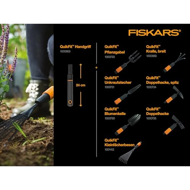 Original Fiskars QuikFit Handgriff für QuikFit Handgeräte, Länge: 24 cm, Schwarz-Orange, 1000663 – Bild 4