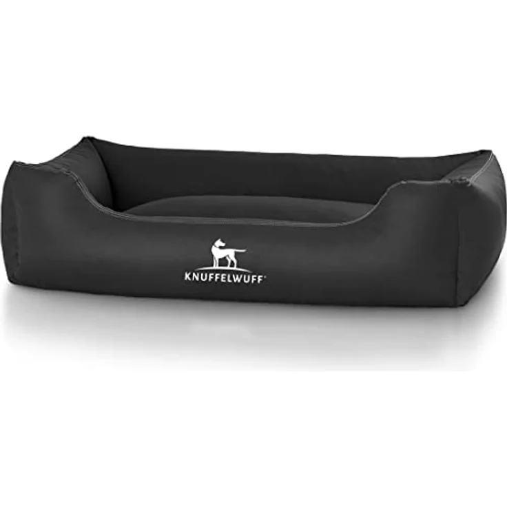 Knuffelwuff Leder Hundebett Sidney Schwarz XXL – Bild 2