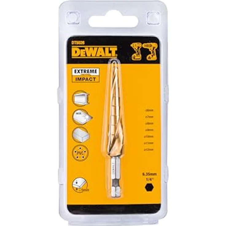 DEWALT DT5026-QZ Stufenbohrer HSS-G, für Metall, Durchmesser 4-12 mm, 1 Stück – Bild 3