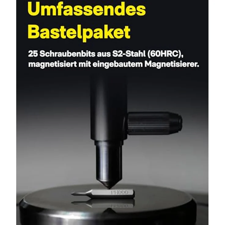 HOTO Feinmechaniker Akkuschrauber Set ADV, Mini Elektrischer Schraubenzieher Set, 2 Modi, magnetischer Aufbewahrungskasten, LED Licht, rutschfester Griff – Bild 5
