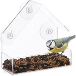 3er Set Fenster-Vogelfutterhaus, für Wildvögel, 3 Saugnäpfe, Futterstation mit Dach, HBT: 15 x 15 x 7 cm, transparent