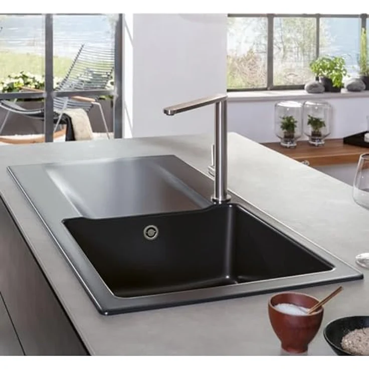 Villeroy & Boch Spüle Siluet 60, reversibles Spülbecken aus TitanCeram, crema, für aufliegenden Einbau, Mindestunterschrankbreite 60 cm – Bild 6