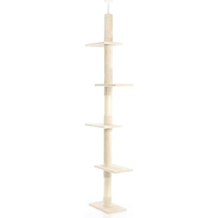 Fudajo Kratzbaum deckenhoch 230–276 cm in Beige, Katzenkratzbaum mit 4 Ebenen, höhenverstellbarer Deckenspanner, mit Sisal - Preisvergleich – Bild 2