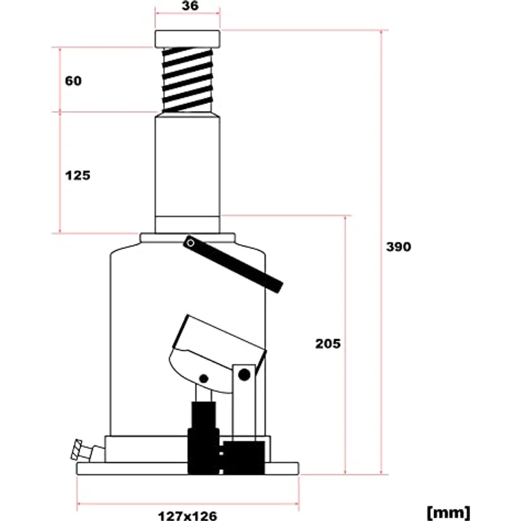 Wiltec Hydraulischer 10t Flaschen-Wagenheber mit Slow down Funktion, Autoheber 205-390 mm – Bild 9