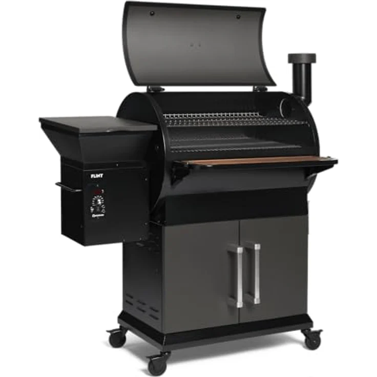 BURNHARD Smoker FLINT, Pelletsmoker mit Temperaturregelung 70°C - 230°C, inkl. UV-beständiger Abdeckhaube und 3 Edelstahl-Grillrosten – Bild 3