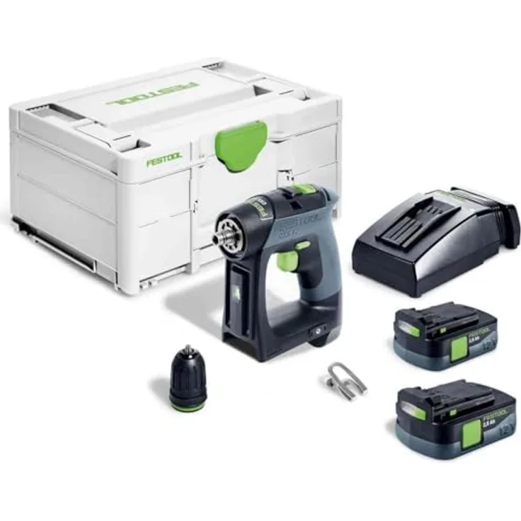Festool Akku-Bohrschrauber CXS 12 2,5-Plus 576864 (Bohrschrauber Holzbohrer Stahlbohrer Bohrer Werkstatt) Farbe: Grau/Grün/Akkuspannung: 10,8 V/Gänge: 2