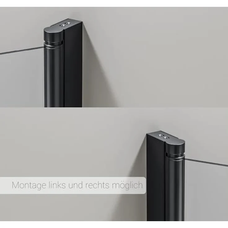 NEXTREND Schwenkbarer Badewannenaufsatz NT201, Duschabtrennung aus 6 mm Nano Echtglas, Größe: 80x140cm, Profilfarbe: Schwarz matt – Bild 4