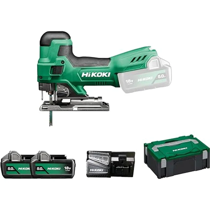 HIKOKI Akku Stichsäge CJ18DB, 18V (2x5,0Ah) Li-ion, 26 mm Sägehub, 550-2500 min-1, Gehrungsschnitte 45°, im HSCII Koffer – Bild 1