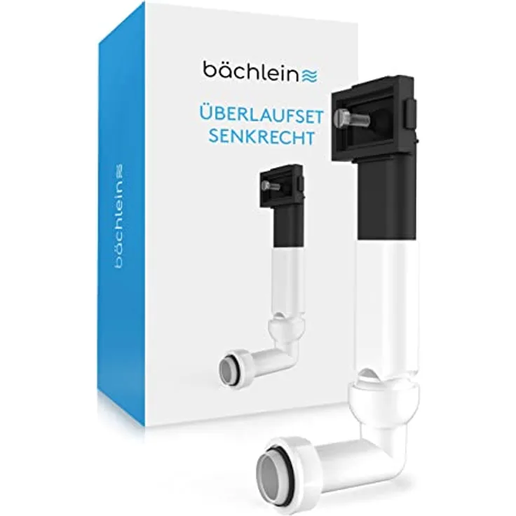Bächlein Überlauf für die Küchenspüle mit senkrechtem Anschluss (Überlauf-Set - Spülenablauf), Komplettset zum Anschluss des Überlaufs mit individueller Höhe