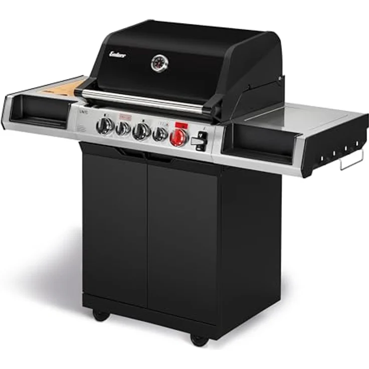Enders Gasgrill UNIQ 3 IK Cruster, Gasgrill mit ultraheißem CRUSTER, 800°C Turbo Zone, Edelstahlbrennern, emailliertem Gussrost - Schwarz – Bild 2