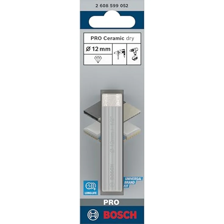 Bosch PRO Ceramic dry Bohrer, 12 x 66 mm, Diamantbesatz für harte und weiche Keramikfliesen, ohne Wasserbedarf – Bild 2