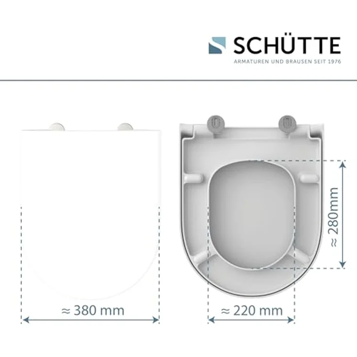 Schütte WC-Sitz D-Form Pro 5 Duroplast, Weiß, mit Absenkautomatik und Schnellverschluss, bruchsicher und hygienisch – Bild 2