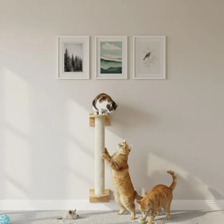 EYEPOWER 66 cm Kratzbaum Wandmontage für Katzen, Sisal Kratzstamm mit Bambus Wandbefestigung, flexibel montierbar, ideal für moderne Wohnungen – Bild 2