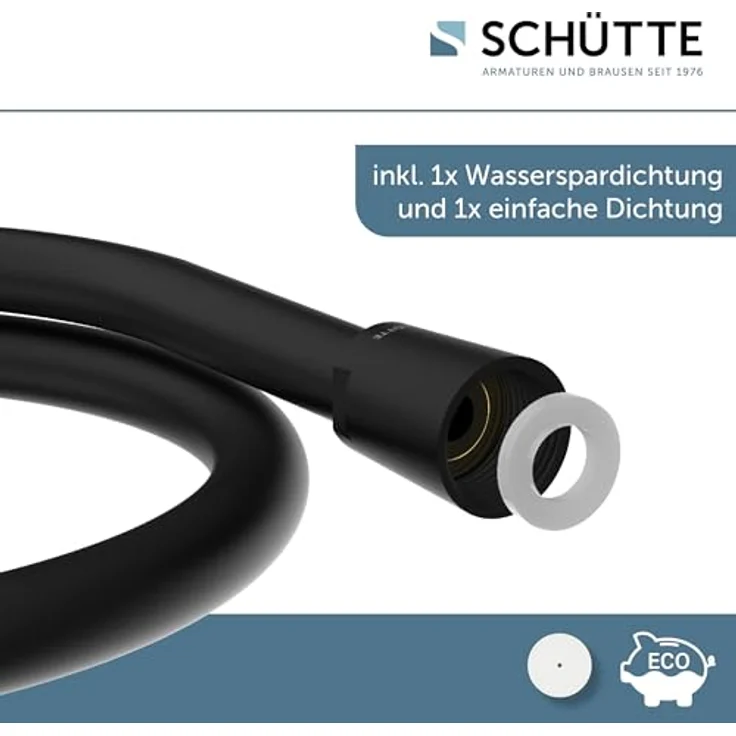 Schütte Brauseschlauch 150 cm, inkl. Wasserspardichtung für bis zu 50% Wasserersparnis, flexibler 1/2 Zoll Anschluss – Bild 2