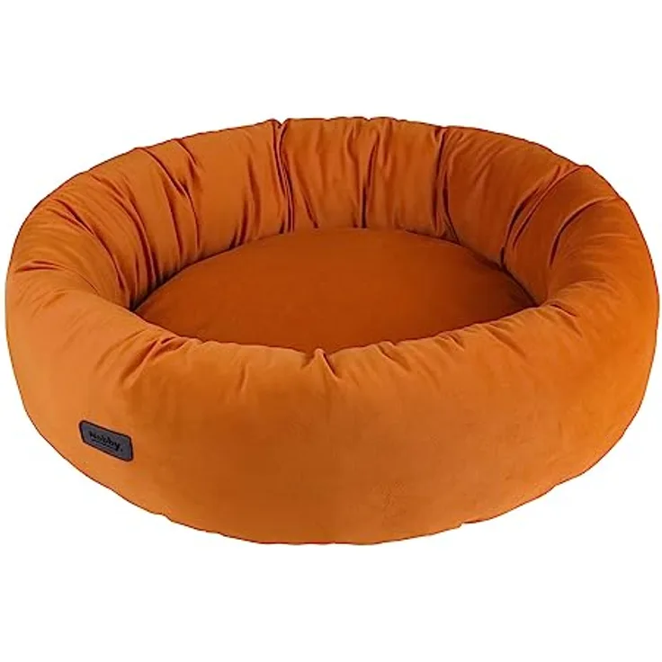 Nobby 61923 Donut CUMBA Caramel Ø 80 x 22 cm, Samtstoff mit Wendekissen und Anti-Rutsch-Noppen, waschbar bis 30°C, Handwäsche