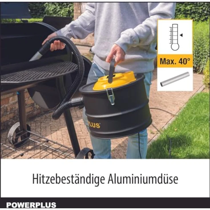 Powerplus Powx3000, 1000W Aschesauger mit 15L Aluminiumbehälter und Hochleistungsfilter, Silber – Bild 8