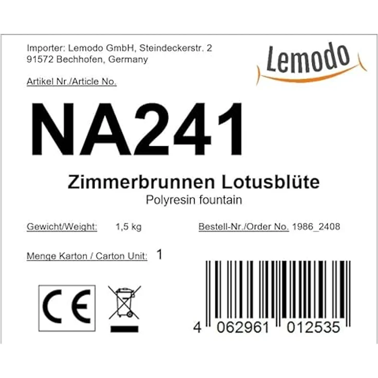 Lemodo Zimmerbrunnen 2 in 1 Tischbrunnen “Lotus”, inkl. LED-Beleuchtung und sanftem Nebel – Bild 2