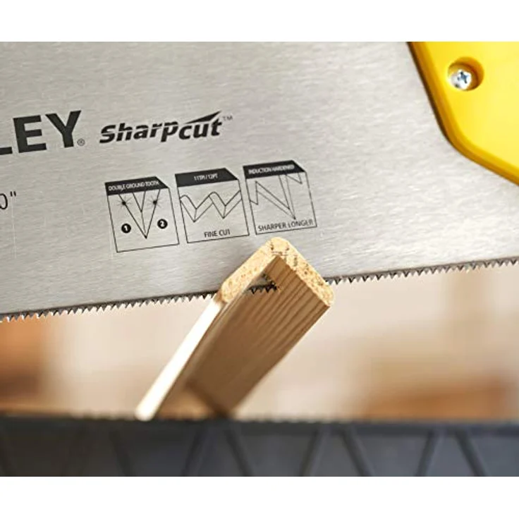 Stanley Handsäge Sharpcut (15''-380 mm, Fuchsschwanz mit 11 Zähne-Inch für feines Arbeiten, doppelt geschliffene, induktionsgehärtete Verzahnung) STHT20369-1 – Bild 9