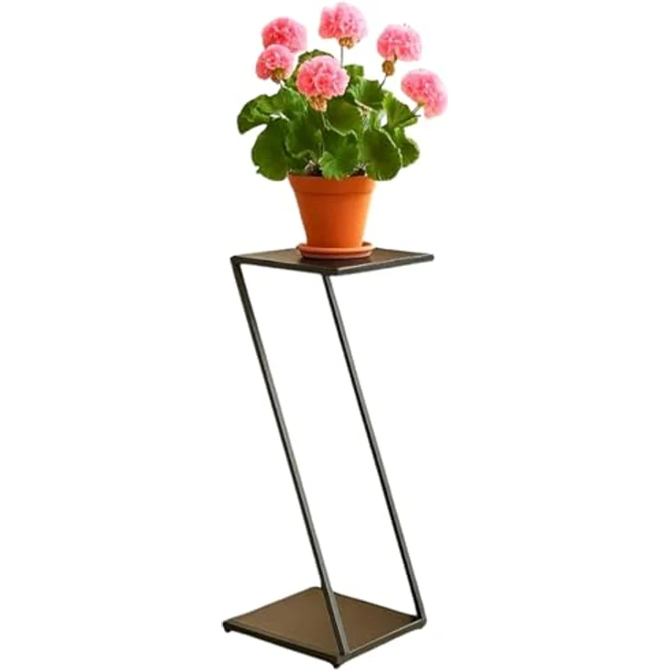 DanDiBo Blumenständer Metall Z-Form, 80 cm, schwarz, stabil und platzsparend, höhenverstellbare Gummifüße – Bild 1
