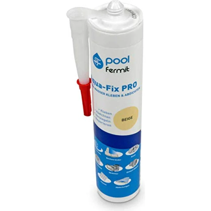 Fermit Aqua-Fix Pro, Neutrale Dichtmasse für Pools und Whirlpools, 290 ml Kartusche, beige – Bild 2