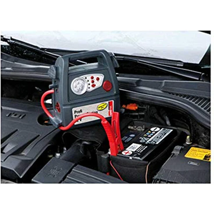 Cartrend Power Station, mit Kompressor wiederaufladebare Lithium-Ionen Batterie, geringe Selbstentladung, mit integrierter LED-Lampe, für Benzinmotoren: bis 3.000 ccm, für Dieselmotoren: bis 2.000 ccm, Ladekabel mit Anschluss für Zigarettenanzünder – Bild 3