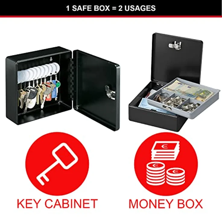 Master Lock Schlüsselschrank oder Geldkassette [Sichern Geld oder Schlüssel] [Münzbrett] KDS1EURHRO, 7,5 cm x 17 cm x 17 cm – Bild 2