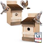 2 Stück Oramics Nistkasten zum Aufhängen für Garten, Balkon und Terrasse - Kiefernholz Vogelhaus für Wildvögel und Gartenvögel – Nisthaus wetterfest und langlebig für draußen, ideal für kleine Vögel