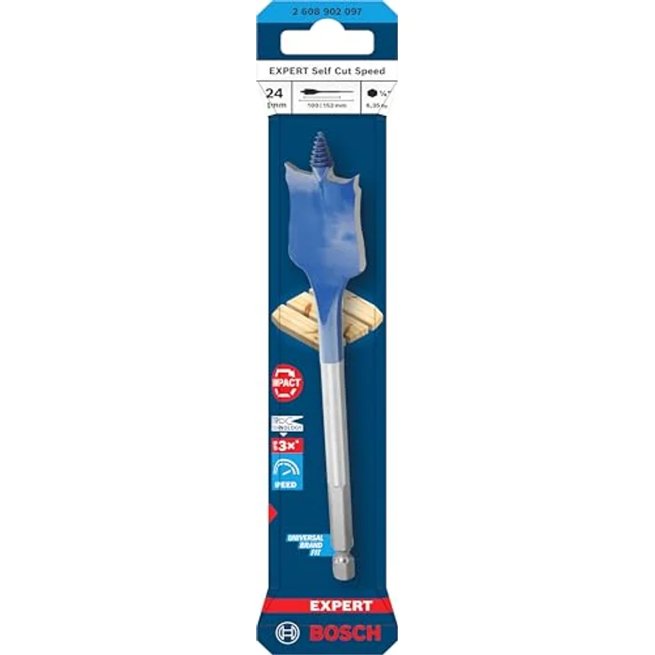Bosch Expert Self Cut Speed Spade Bit, 24mm x 152mm, Sechskantschaft, schnelles Bohren in Weichholz – Bild 2