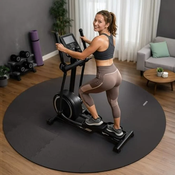 Arebos Whirlpool Bodenschutzmatte Ø 200 cm, runde EVA Puzzlematte, isolierend, rutschhemmend, wasserabweisend, Schwarz – Bild 8